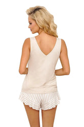 Donna soft sand color t-shirt and shorts womens pajamas  Adomoo